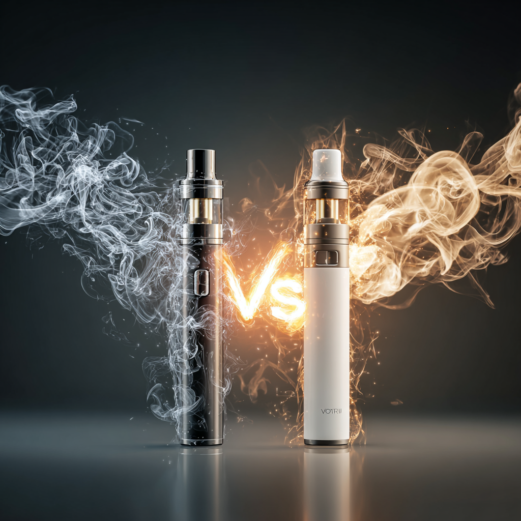 Black and white vape devices with smoke effects