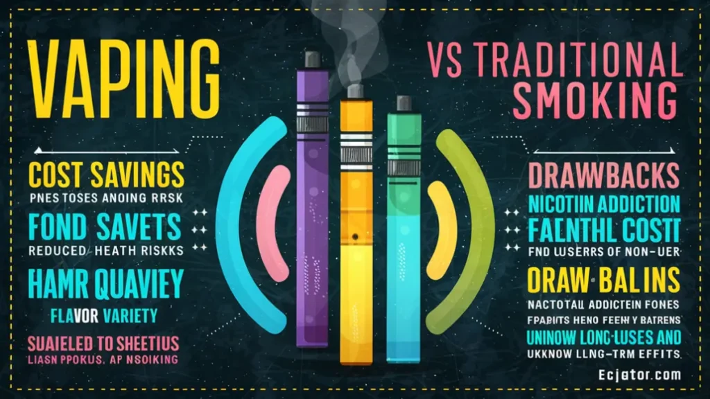 Comparison of vaping and traditional smoking.
