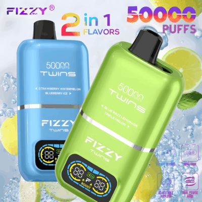 EU Poland Germany Spain Warehouse Fizzy Twins 50000 Puff 2 In 1 Electronic Cigarette Hookah Shisha Disposable Vape Twins 50K 30K 2 Flavor In 1 Wholesale I Vape