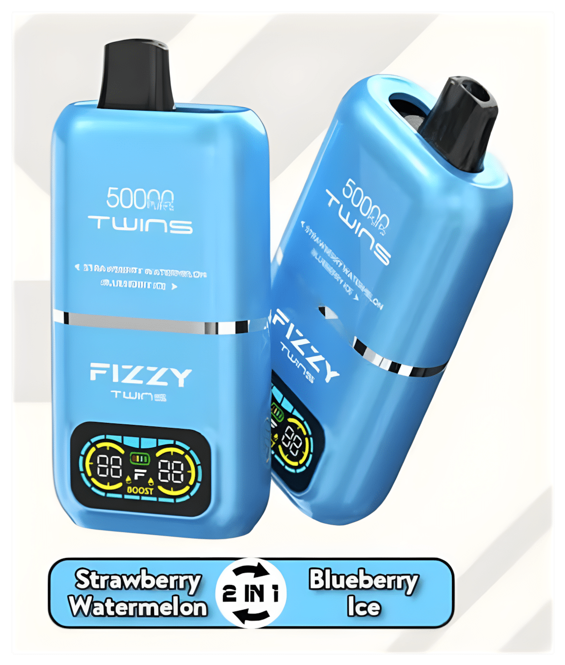 Jednorazówka dwusmakowa FIZZY TWINS 50000 na białym tle