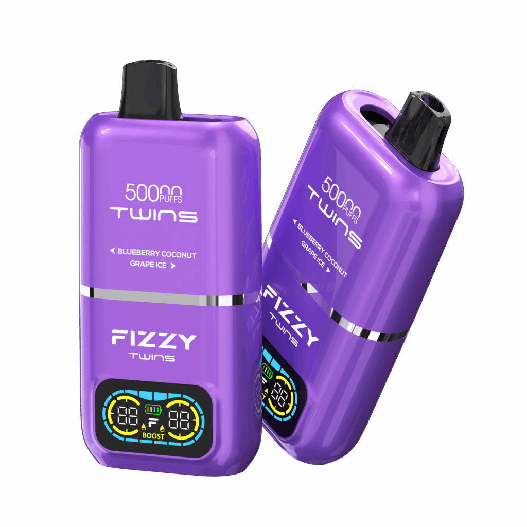 Purple vape device with blueberry coconut flavor.