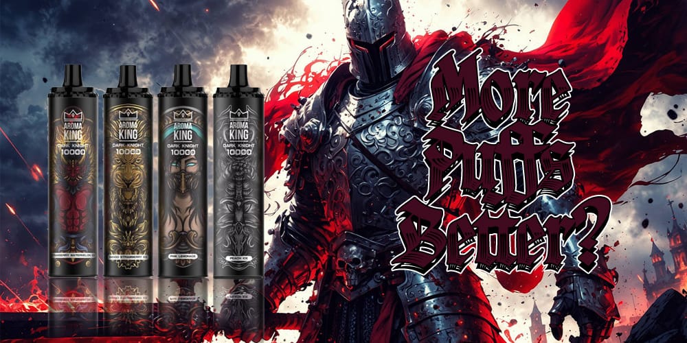 Four vape devices with a knight background