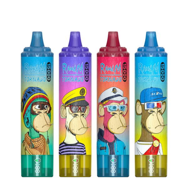 Colorful vape pens featuring cartoon monkey designs.