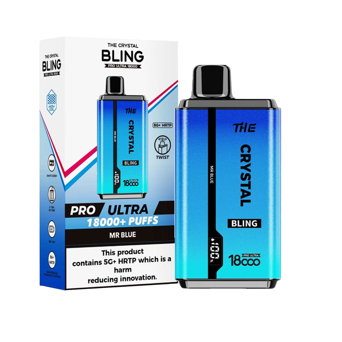 Crystal Bling vaping device in blue packaging