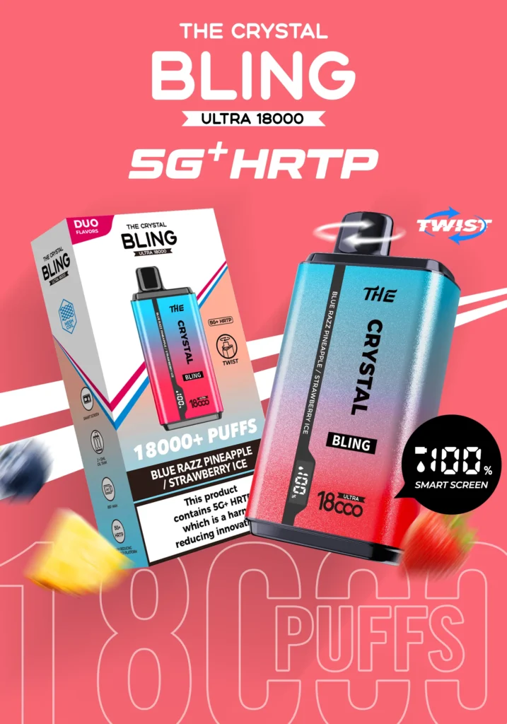 Crystal Bling vape with strawberry and pineapple flavors