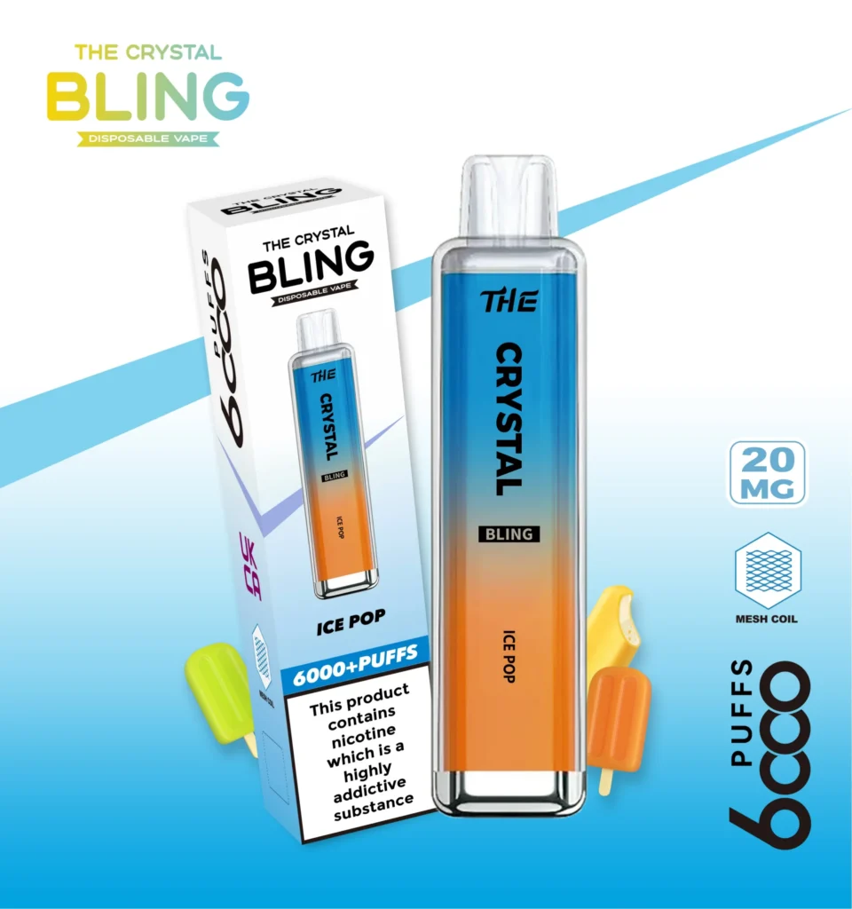 Crystal Bling disposable vape with ice pop flavor.