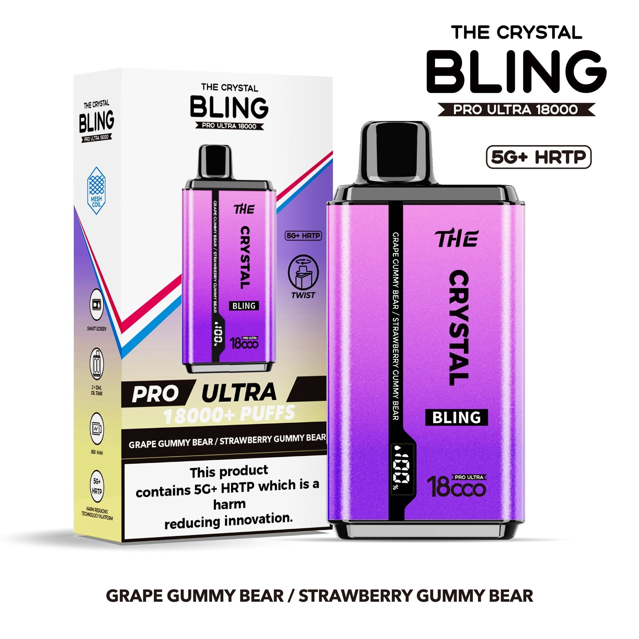 Crystal Bling vape, grape and strawberry flavor.