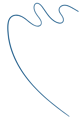 Curved blue line with wavy edges.