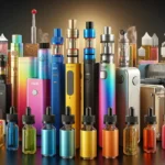 Collection of colorful vape devices and e-liquids.