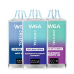 Three WGA Crystal vape flavors: Raspberry, Blackberry, Cherry Ice.