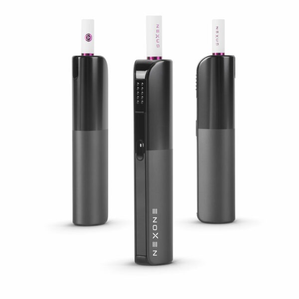 Three black Nexus heated tobacco devices.