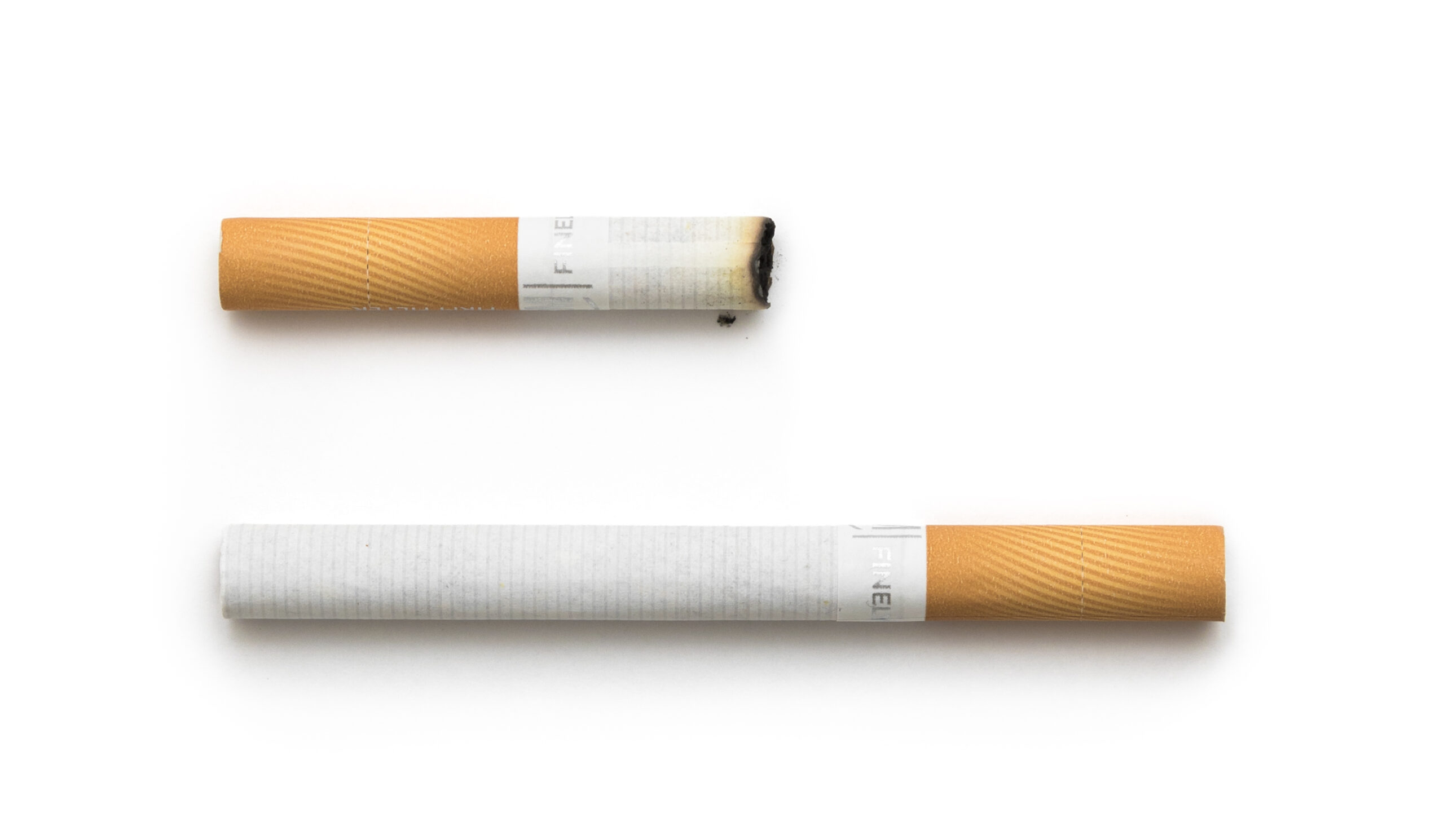 Two cigarettes on a white background.