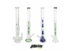 Variety of glass bongs on display