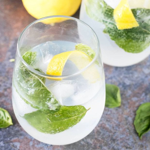 Refreshingly cool lemon mint drink in glasses.