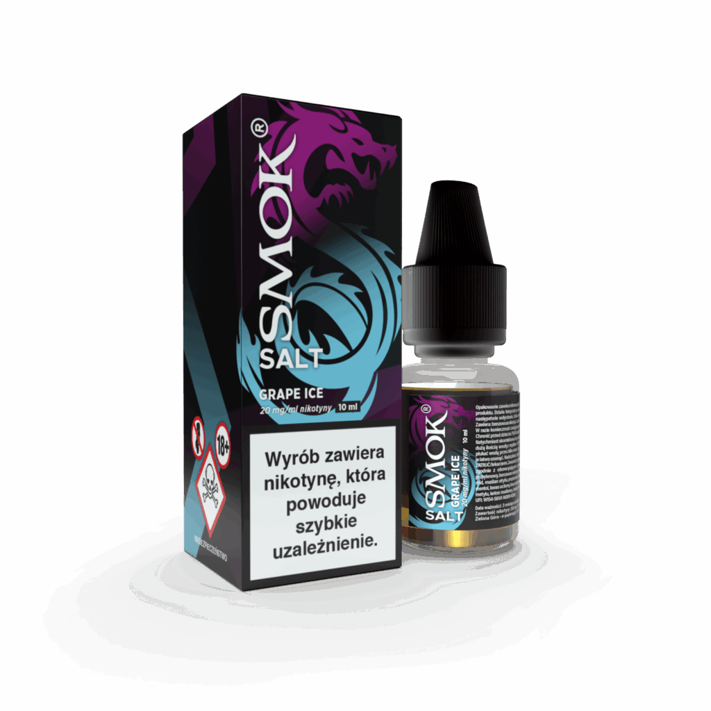 SMOK Salt Grape Ice vaping liquid with warning label.