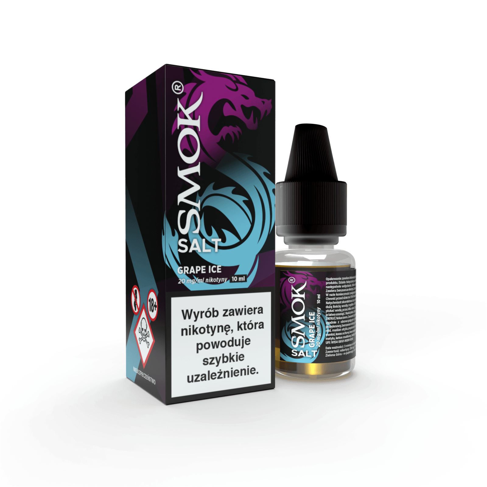 SMOK Salt Grape Ice vaping liquid with warning label.