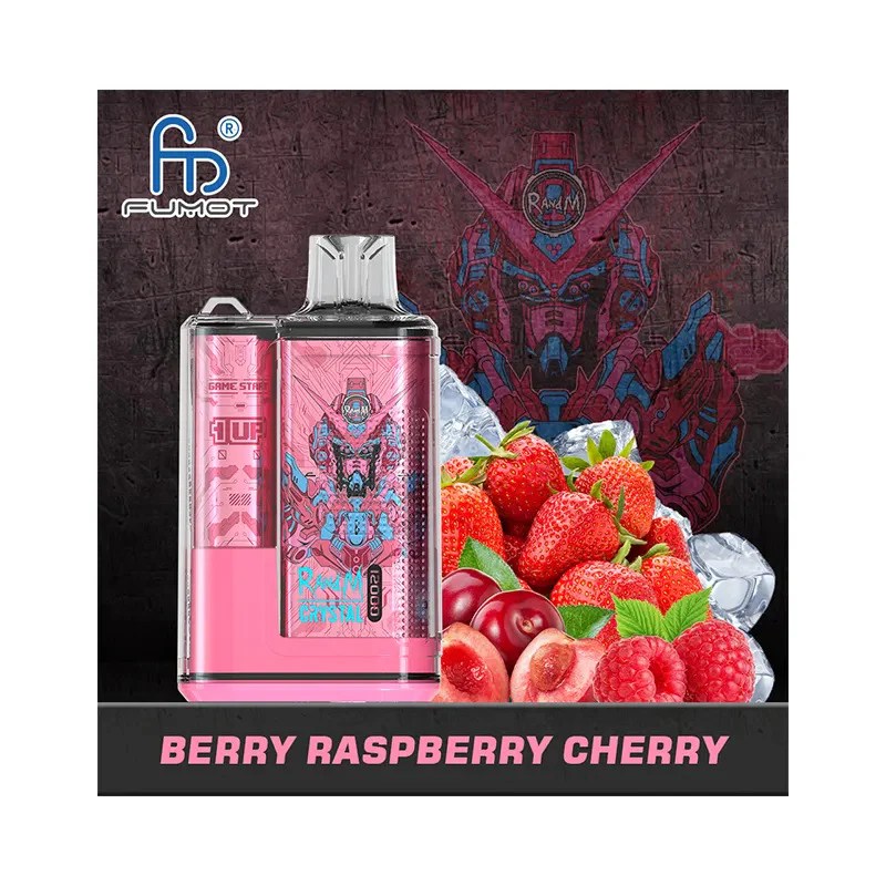 Berry raspberry cherry vape product with ice.