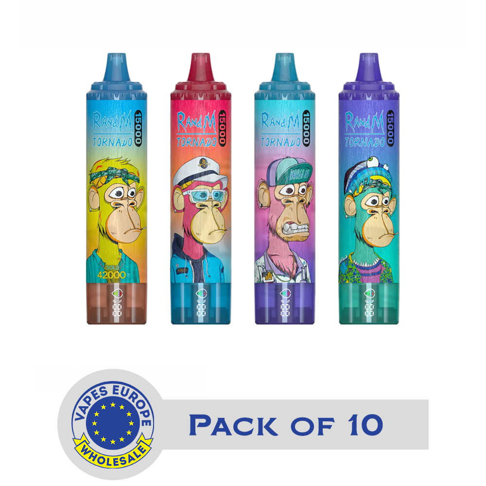 Vape pens in colorful monkey-themed designs, pack of 10.