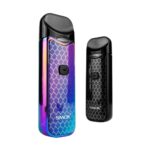 Two sleek SMOK vaping devices in various colors