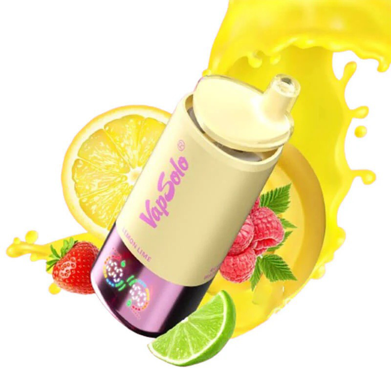 VapSolo vape with lemon, lime, and raspberry flavor.