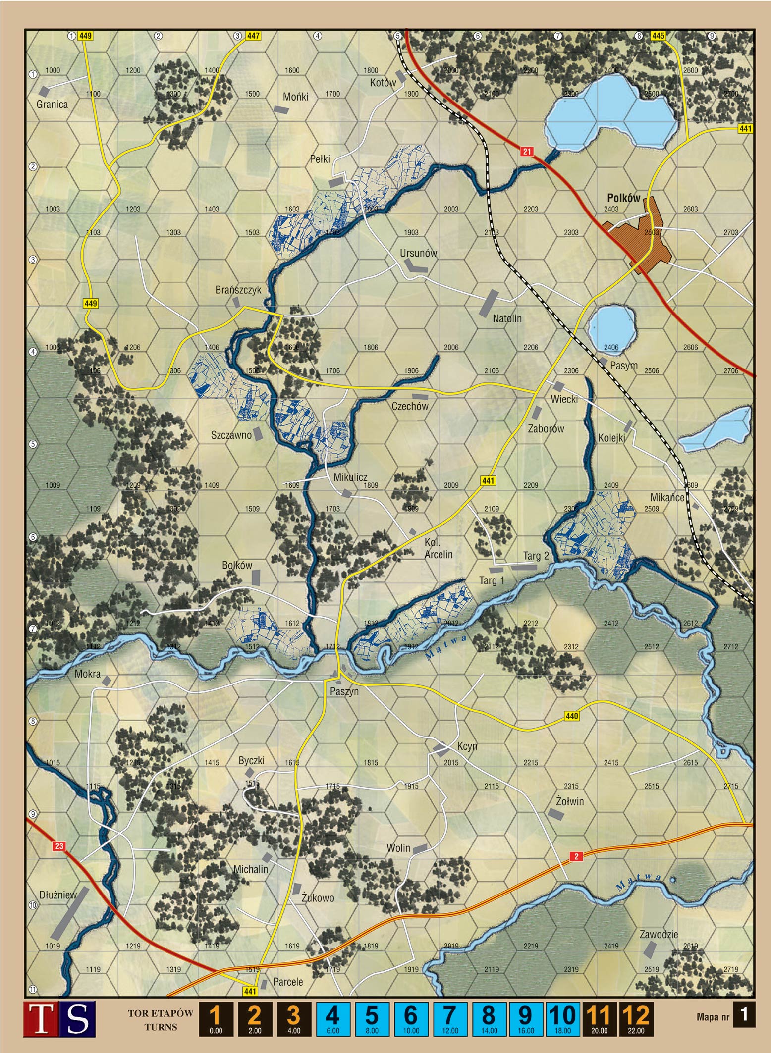 Grafika przedstawiająca mapę strategiczną z zaznaczonymi celami i strategią.
