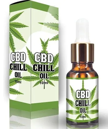 Butelka olejku konopnego CBD/Hemp z wyraźnie widoczną etykietą, która wymienia składniki: ekstrakt z konopi, kannabinoidy (CBD, CBG) i terpeny.