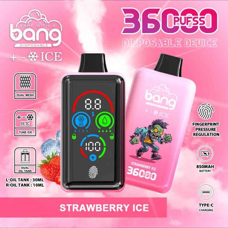 Graficzne porównanie designu e-papierosów Bang King (podłużny, przypominający berło) i Bang Box (kompaktowy, pudełkowy, cyfrowy).