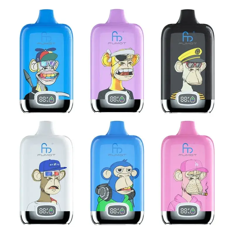 Wyświetlacz e-papierosa Fumot Digital Box 20000 pokazujący poziom naładowania baterii i liquidu.