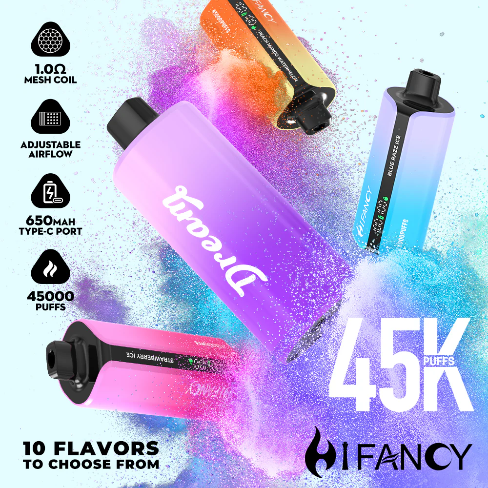 HIFANCY DREAM 45000 recenzja,jednorazówka z wyświetlaczem,e papieros 45000 puffs,inteligentny e papieros