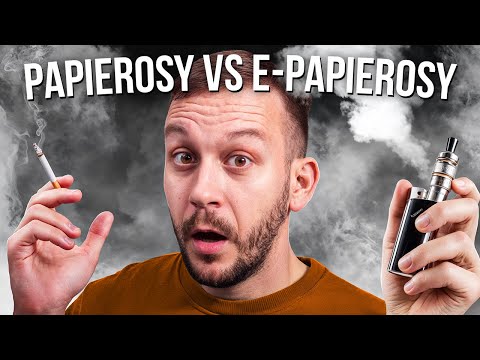 Ilustracja porównująca e-papierosa i tradycyjnego papierosa.