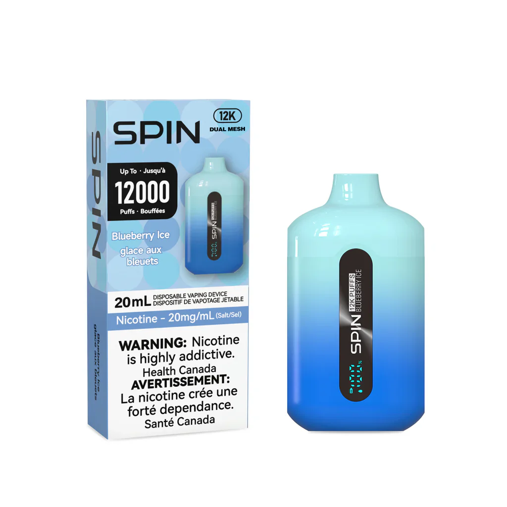 Zbliżenie na e-papieros Vapen Spin 12000, z widocznym unikalnym obrotowym pierścieniem i metalicznymi akcentami, podkreślające jego solidną konstrukcję