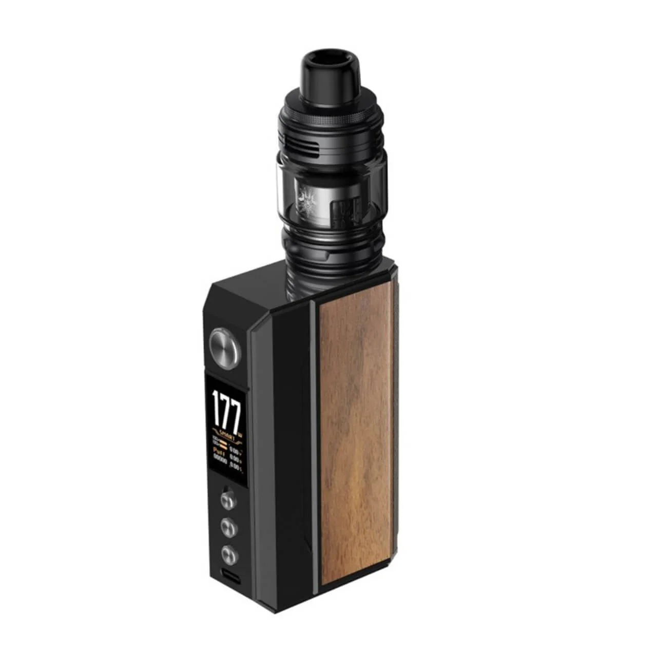 Tabela przedstawiająca oficjalną specyfikację Voopoo Drag 4, uwzględniająca wymiary, materiały, baterię, zakres mocy i chipset.
