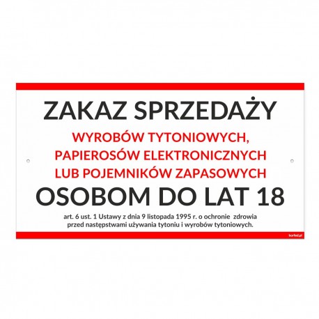 Znak zakazu sprzedaży produktów tytoniowych i nikotynowych osobom poniżej 18 roku życia, lub sprzedawca odmawiający sprzedaży nieletniemu.