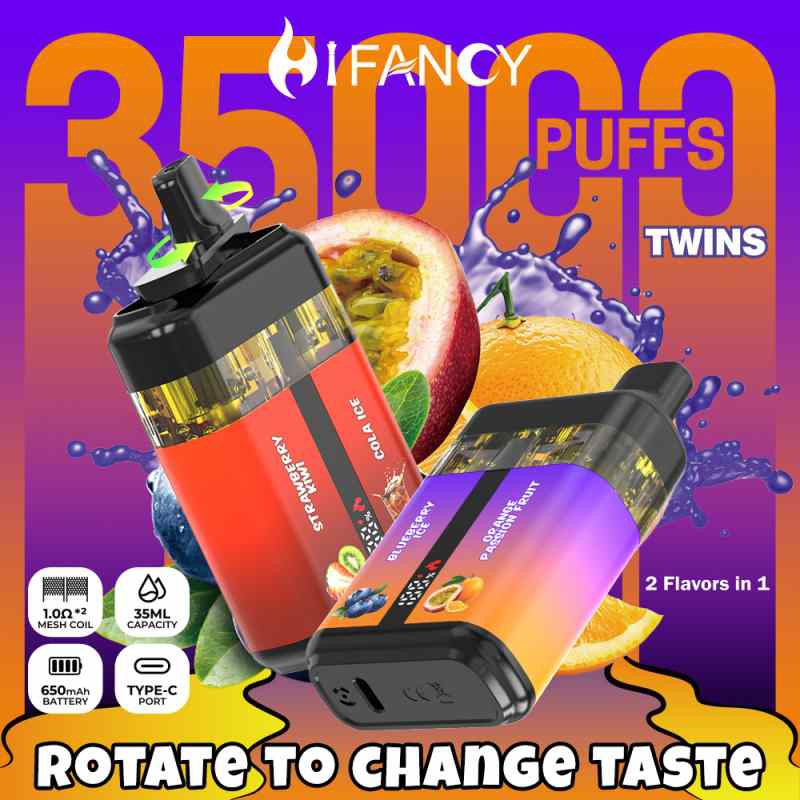 Kolorowa paleta malarska z kroplami o różnych barwach, symbolizująca szeroki wachlarz testowanych smaków e-papierosów HIFANCY.