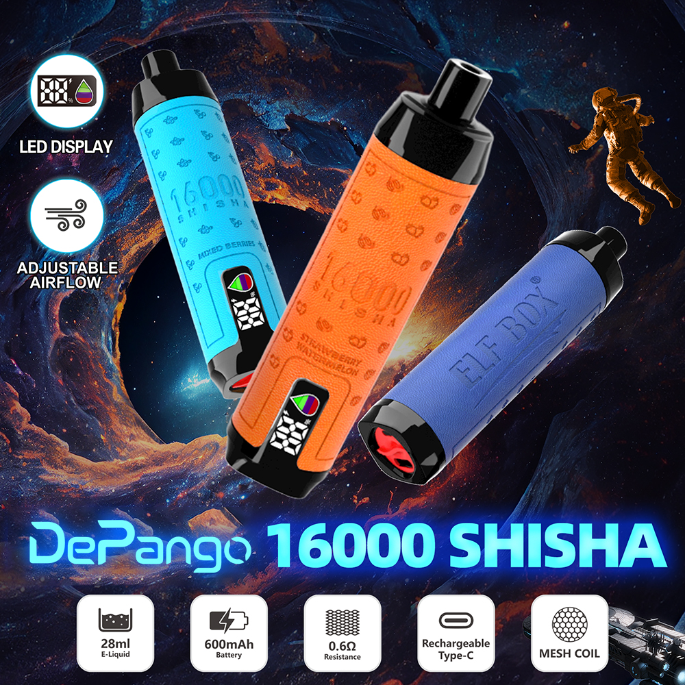 Ręka trzymająca lupę nad e-papierosem, szukająca oznak fałszerstwa lub nielegalnego pochodzenia, symbolizująca demaskowanie oszustów i podróbek.