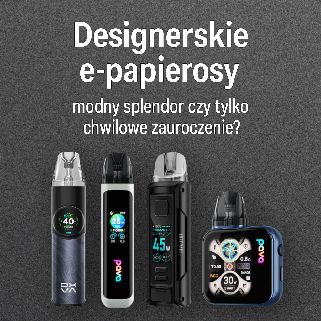 Grupa kolorowych e-papierosów RandM Tornado z charakterystycznym wzorem kosmity i świecącymi diodami RGB, podkreślająca ich dziki i artystyczny styl.