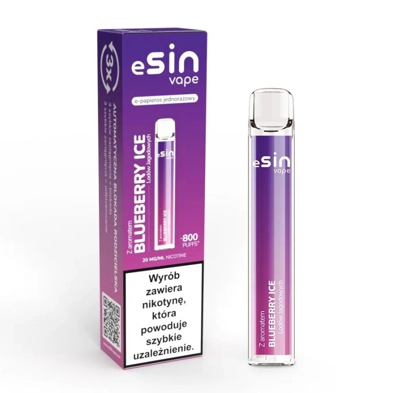 E-papieros jednorazowy Esin Vape z błyszczącym, metalicznym wykończeniem, wyglądający jak mały klejnot.