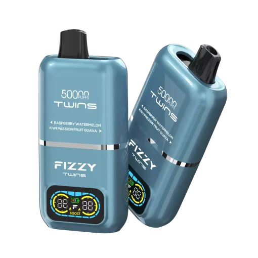 Grafika przedstawiająca Fizzy Twins z ikoną ostrzegawczą lub czerwonym alarmem, sygnalizującą problem z ładowaniem, podłączony do kabla USB-C.