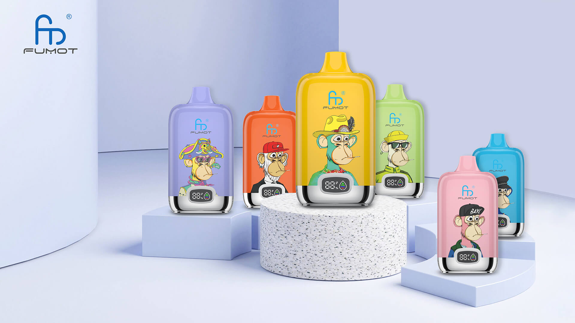 Obraz przedstawiający e-papierosa Fumot 12000 obok małej fiolki 2ml, wyraźnie podkreślający dziesięciokrotne przekroczenie legalnego limitu płynu.