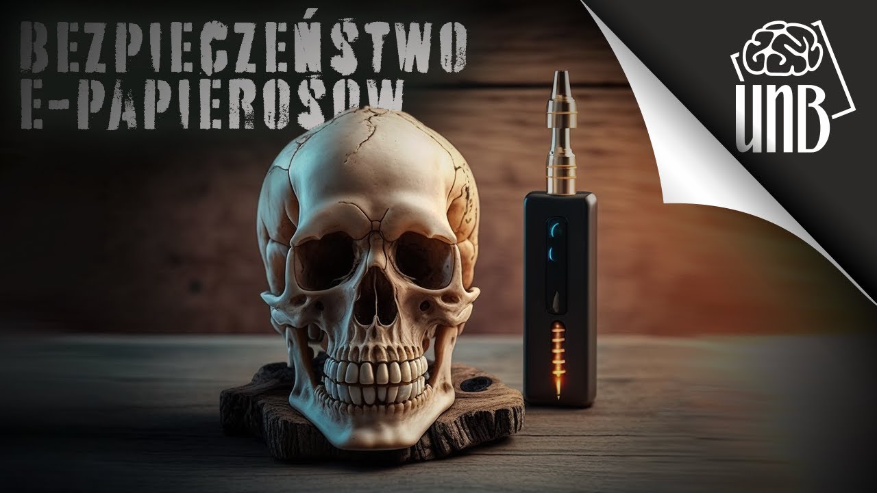Uszkodzony e-papieros z wyciekającym liquidem lub uszkodzoną baterią, symbolizujący niebezpieczeństwa związane z podróbkami.