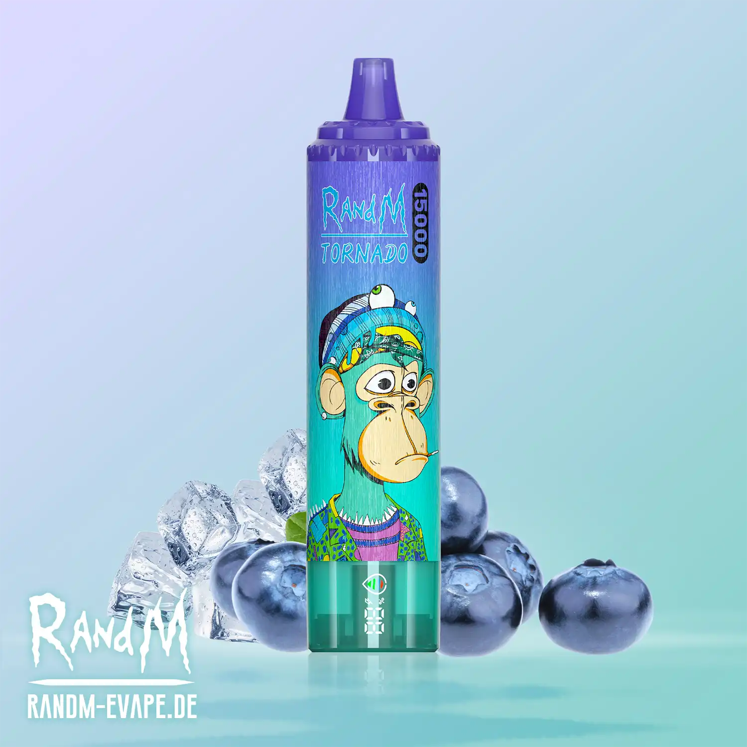 Osoba o artystycznym stylu trzymająca e-papieros RandM Tornado 15000, podkreślająca jego unikalny design i indywidualność.