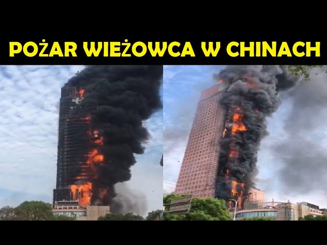 Dramatyczny obraz osoby spadającej z wysokiego, płonącego wieżowca bez spadochronu, symbolizujący katastrofalne i pewne ryzyko związane z paleniem papierosów.