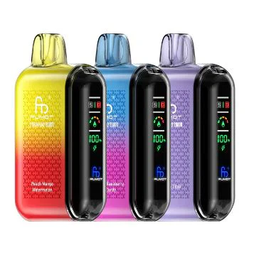 Urządzenie Fumot Shisha 20000 z widocznym, subtelnym podświetleniem, leżące na luksusowym tle, podkreślające jego premium design.