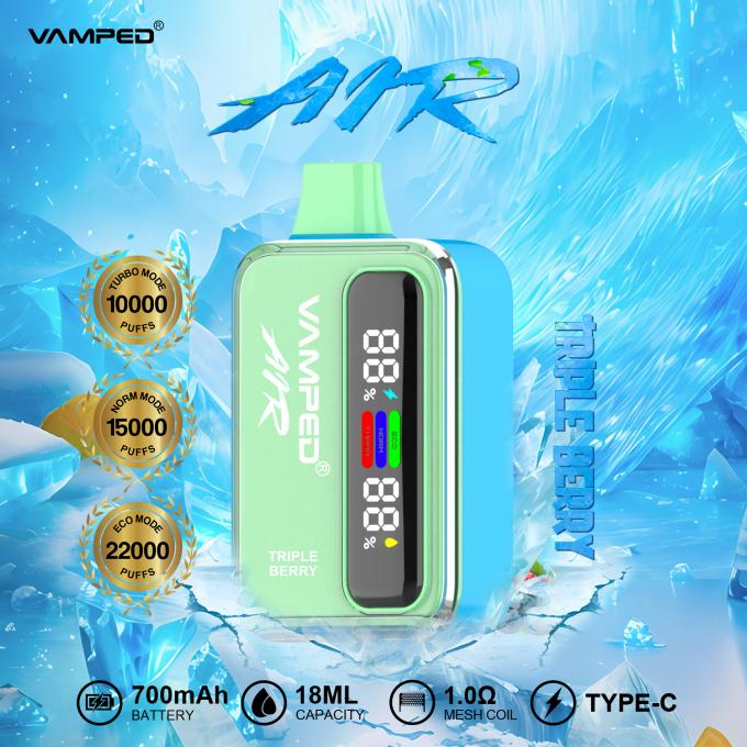 Zbliżenie na e-papieros Crystal 25k z przezroczystą obudową i efektownym podświetleniem LED.