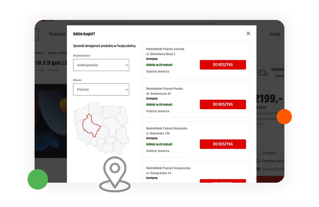 Duży, błyszczący klucz otwierający zamek na tle półek sklepowych z produktami vape, symbolizujący klucz do dostępności towaru i eliminacji braków magazynowych.