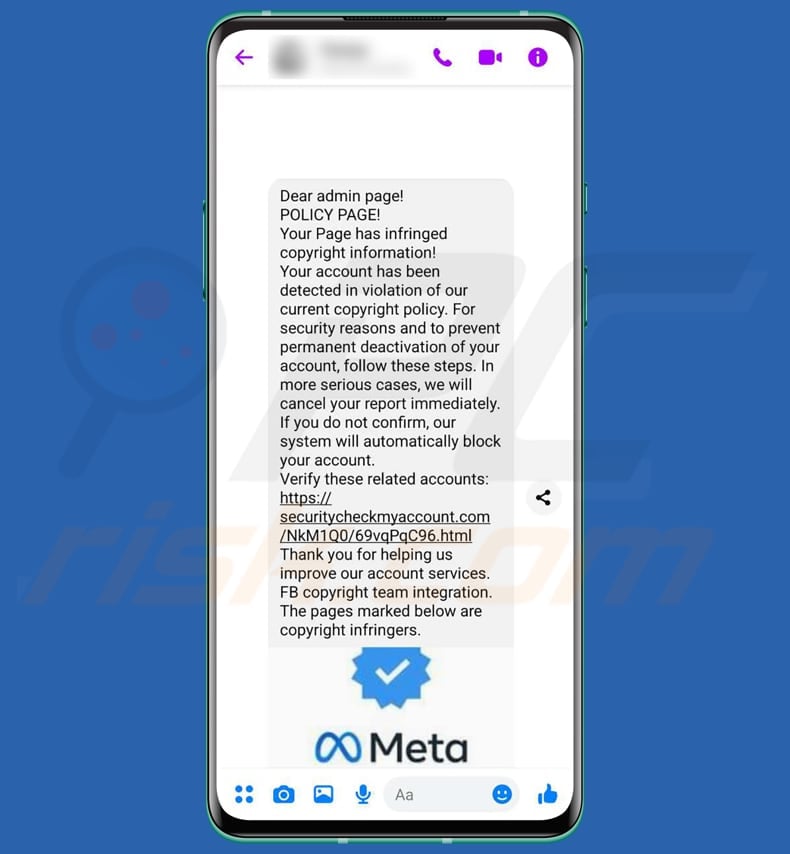 Logo Facebooka z cieniem osoby w kapturze i symbolami oszustwa, reprezentujące nielegalny handel w grupach.