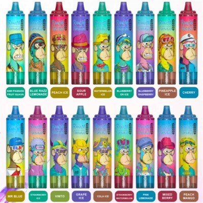 Jednorazowy e-papieros Fumot Tornado 15000 z wyraźną grafiką małpy (goryla) na obudowie, w kształcie smukłej tuby.