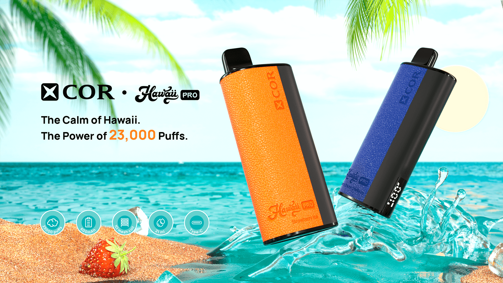 XCOR Hawaii Pro 23000 Puffs,recenzja e-papierosa,najlepsze smaki vape,porównanie e-papierosów,vape hawaje