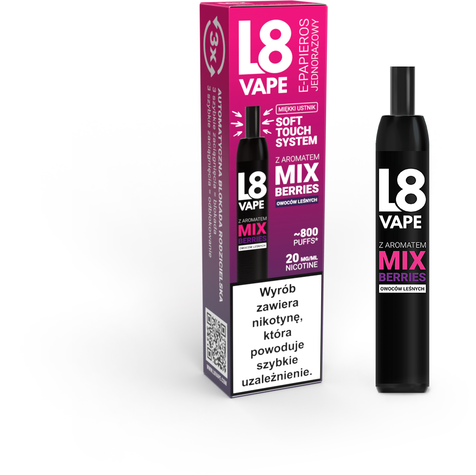 L8 Vape strzepywanie liquidu, usuwanie bulgotania e-papierosa, technika strzepywania vape, czyszczenie ustnika vape - L8 Vape 800 puffs Mix Berries -