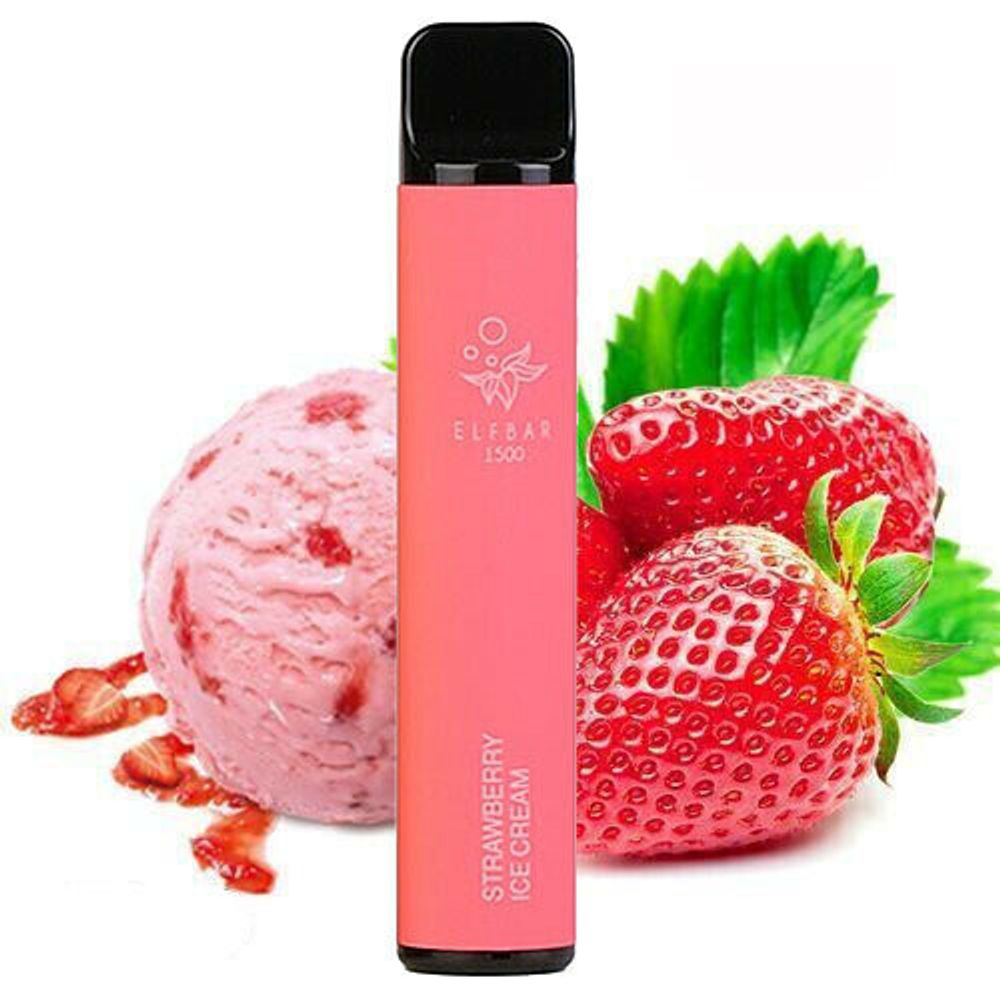 e-papieros smak truskawkowe lody, vape strawberry ice cream, kremowy deser elektroniczny papieros - Elf Bar 1500 - Strawberry Ice Cream (5% nic) - Kup tytoń do sziszy ...